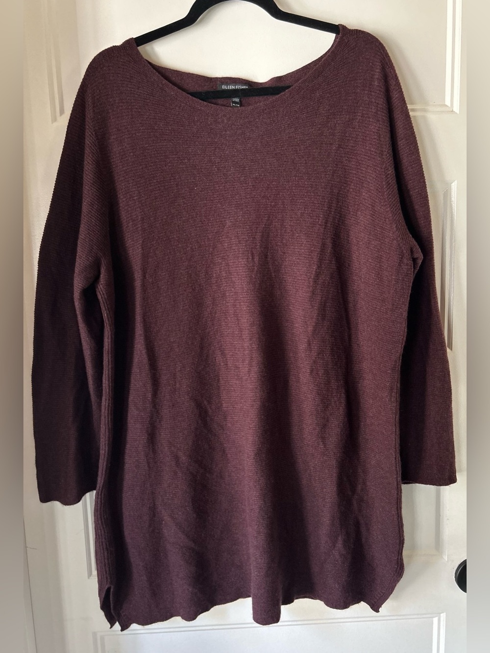Eileen Fisher 100% Cashmere Tunic Sweater XL Burgundy Wine Made in Italy